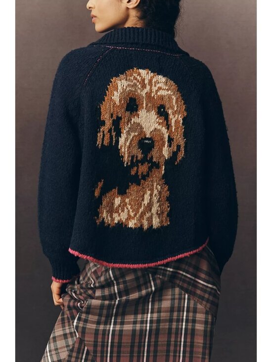 Pilcro Sweaters - The Jesse Dog Icon Cardigan by Pilcro Doodle XL